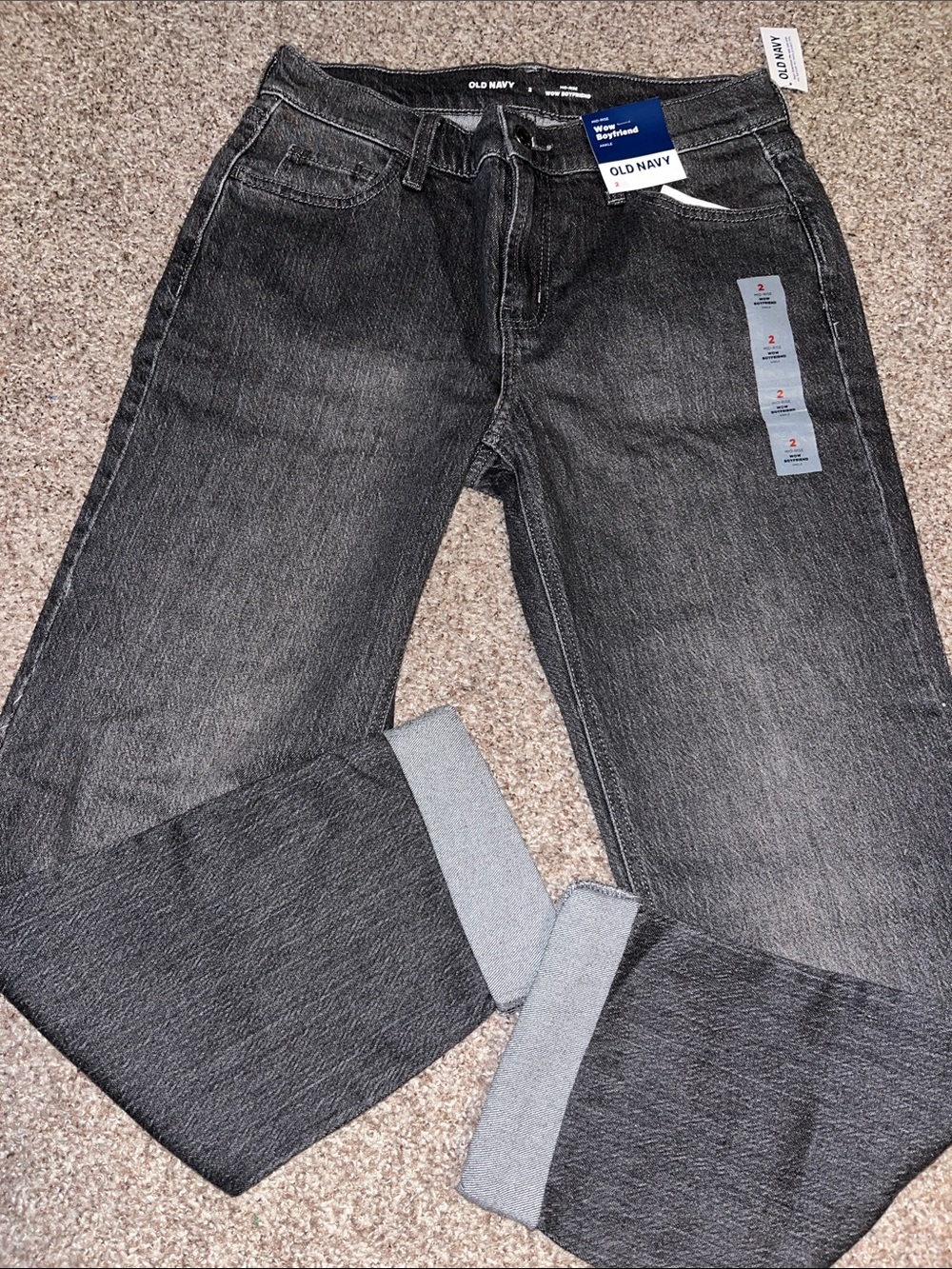 Old Navy women’s Dark Gray mid-rise wow boyfriend Jeans